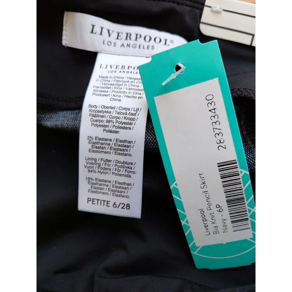 New Liverpool 90s Y2k Navy Blue Plaid Pencil Skirt Sz 6 Petite - Picture 3 of 9